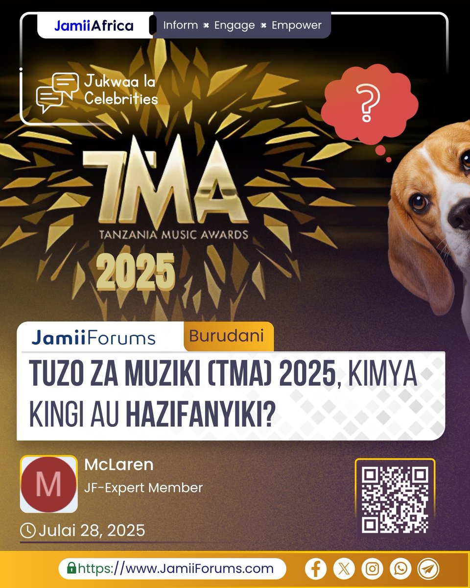 JamiiForums's tweet image. Mdau katika Jukwaa la Celebrities la JamiiForums.com amehoji hatma ya Tuzo za Muziki Tanzania kwa Mwaka 2025, akieleza kuwa tofauti na miaka mitatu iliyopita, hadi sasa hakuna dalili za kufanyika kwake.
Amebainisha kuwa Mwaka 2022 na 2023 tuzo hizo zilifanyika Aprili,…