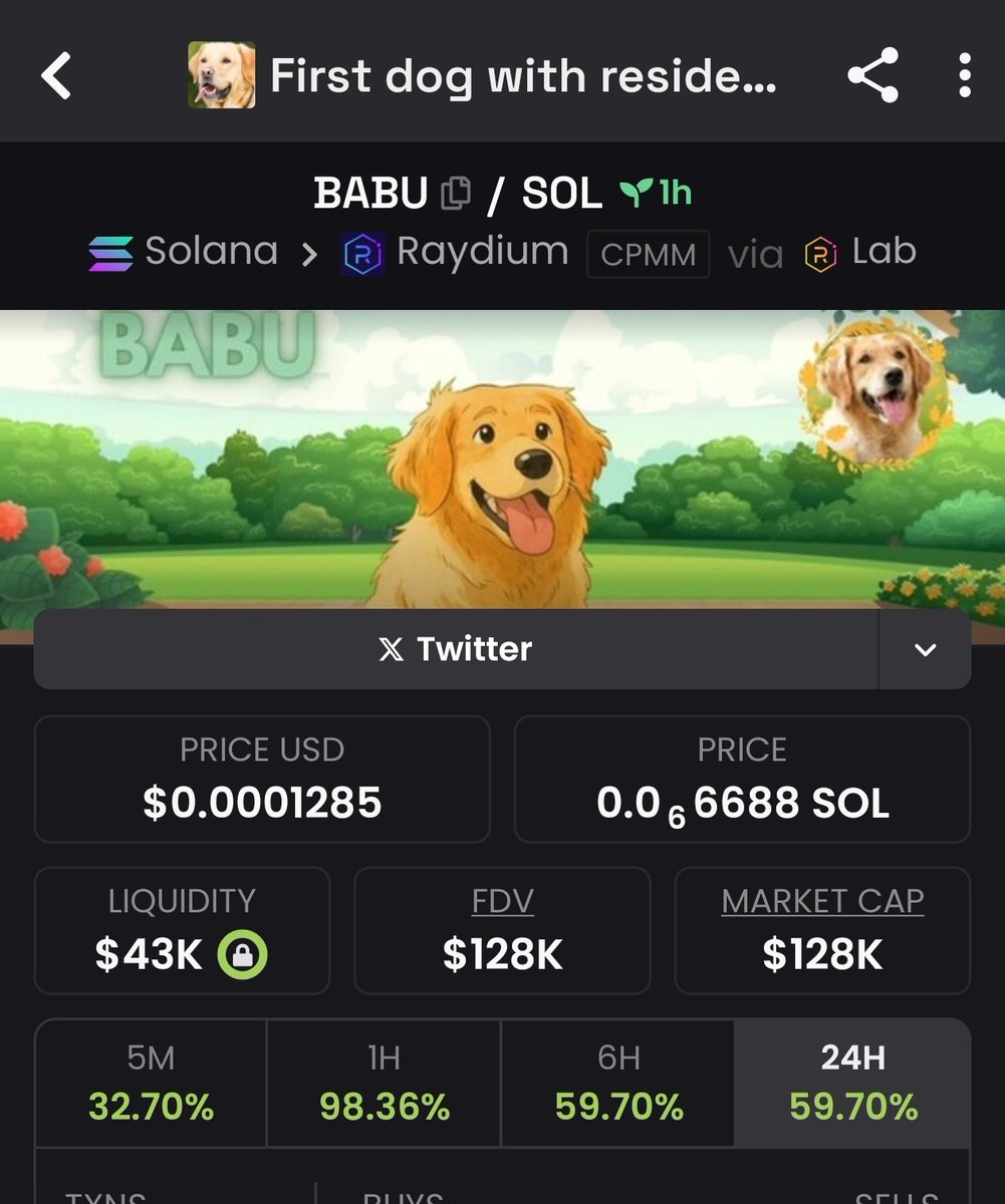 kaoriisays's tweet image. $Babu will be as viral as $Moodeng
Everyone is gonna talk about this dog.
With already 1mill in volume, it'll go to dextrending very soon.
Are you ready to hold through a 1,000x? 🤔
Repricing soon!