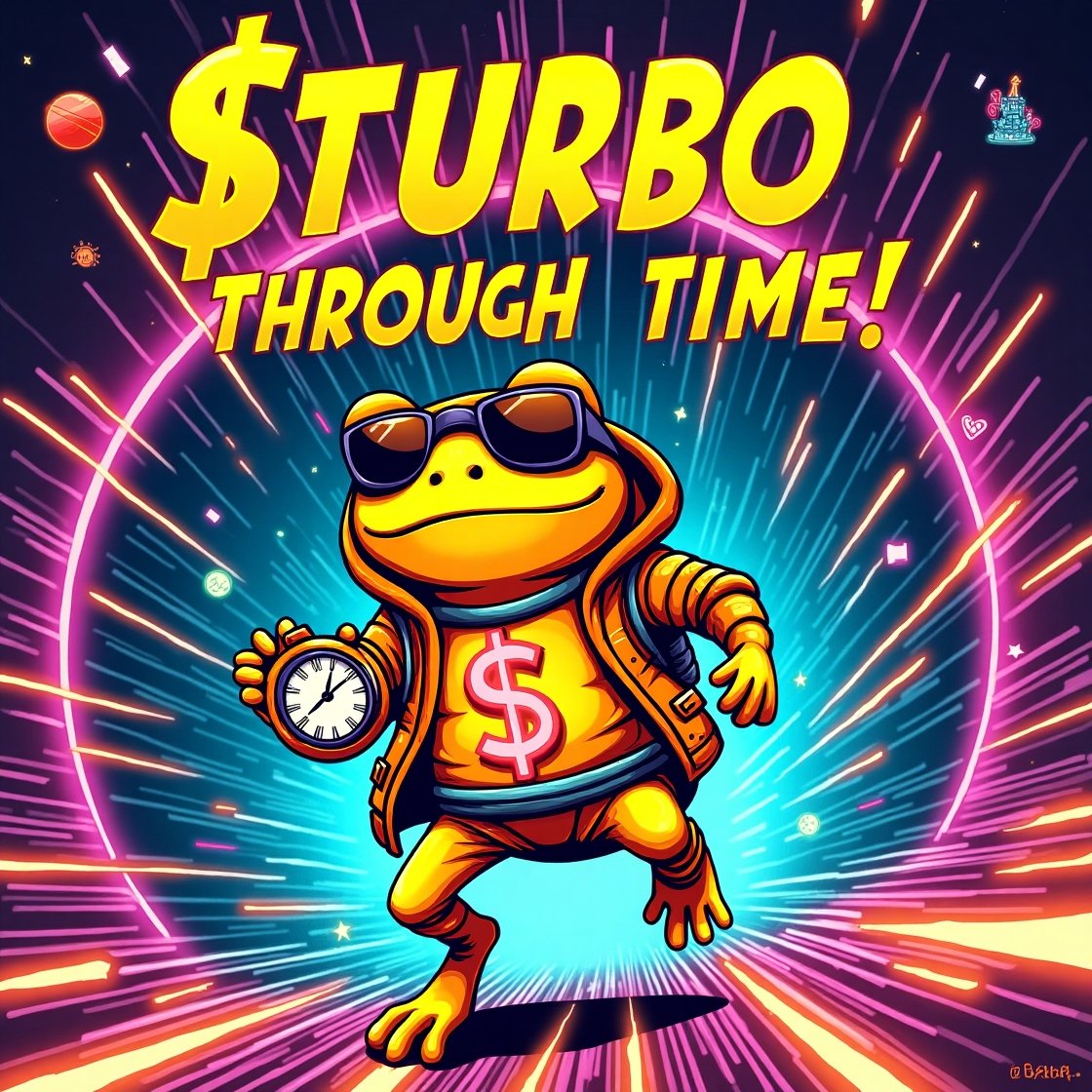 DehWehCaip's tweet image. $TURBO isn’t bound by time — he bends it. ⌛️
From the stone age to the metaverse, this #TurboToadToken always lands on green.