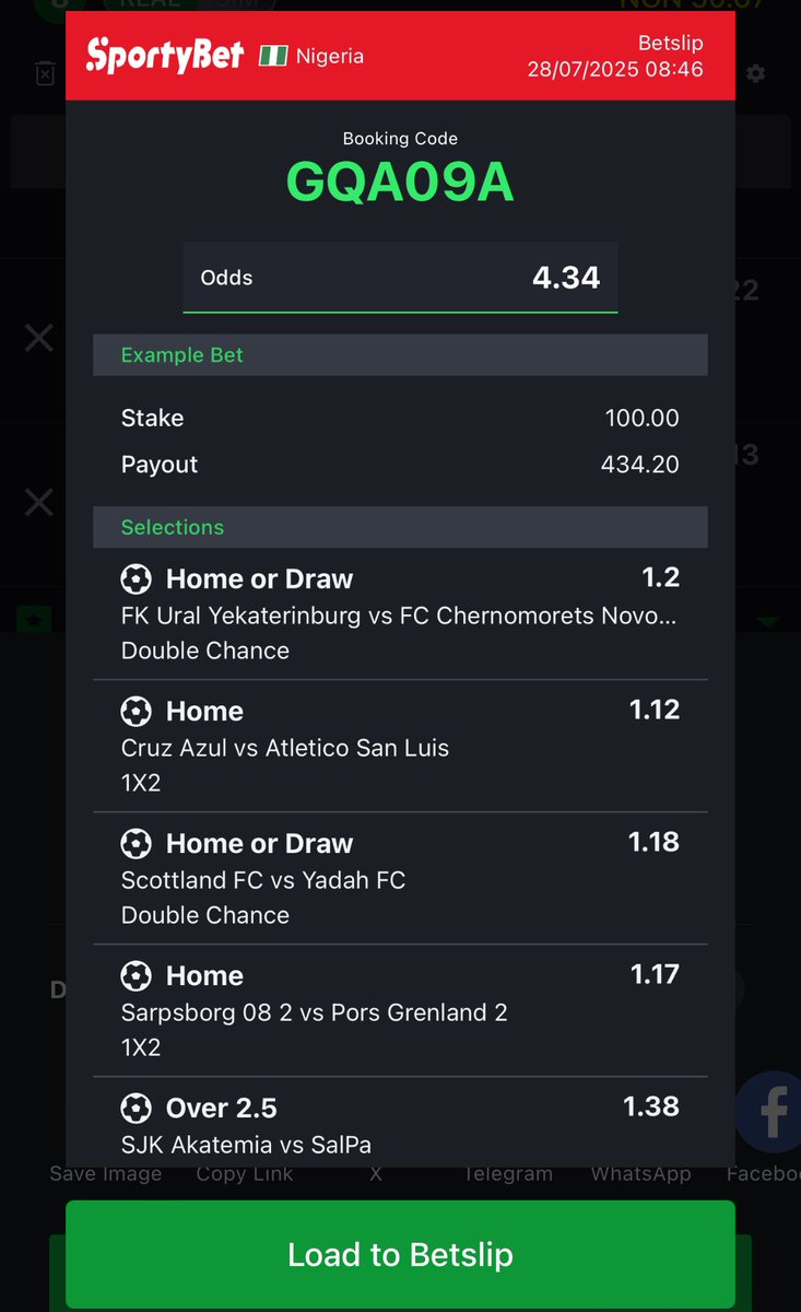 AGreentips's tweet image. Sportybet lovers ❤️
1.5 odds👉KS4FS2
4 odds 👉GQA09A
Play if you fancy ✅
I believe in big bag chase and Daily profits
………chasing big bag without backup can cause bankrupt 🫣