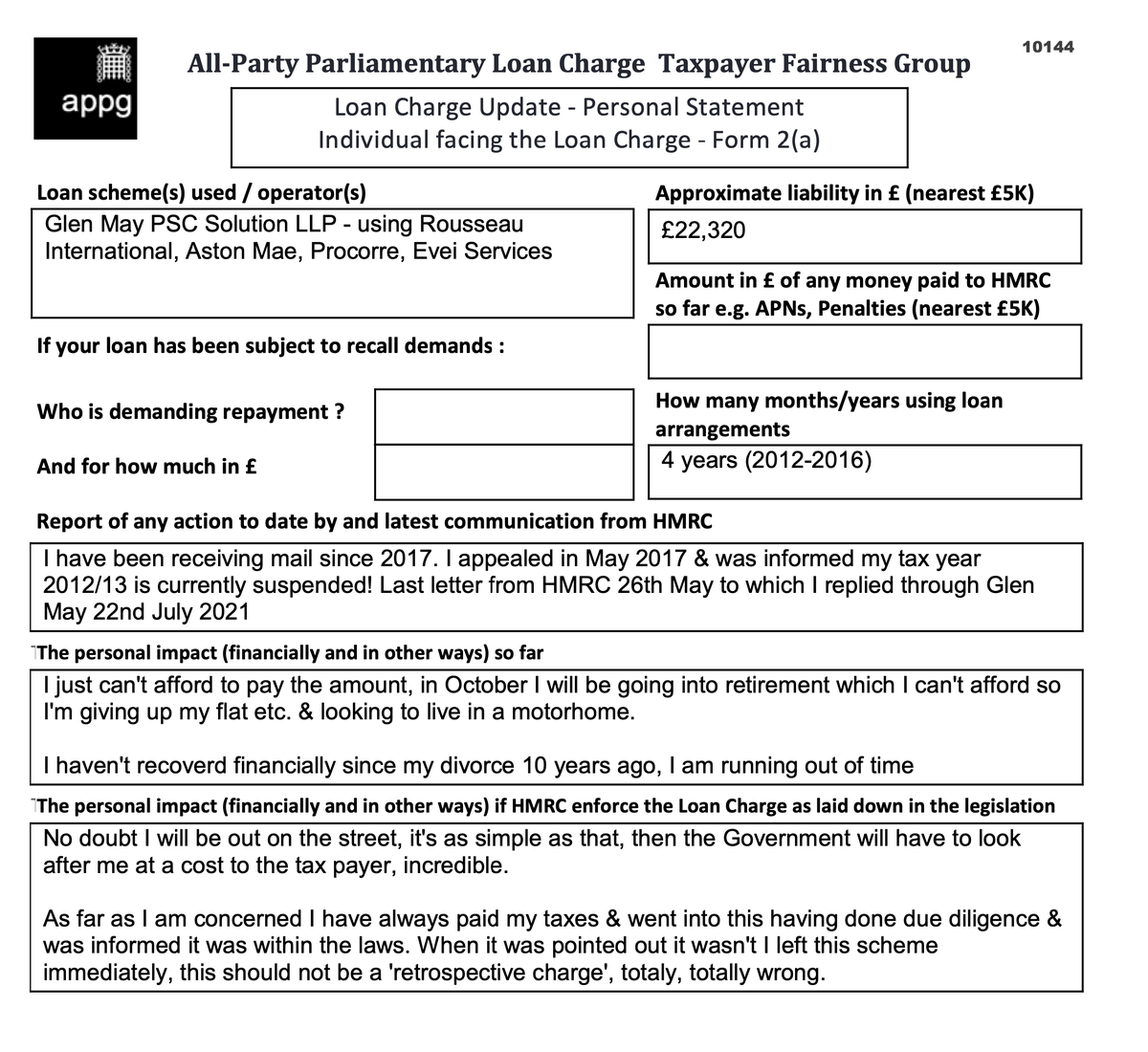 I have always paid my taxes &amp; went into this having done due diligence &amp; was informed it was within the laws...pointed out it wasn't I left this scheme immediately, this should not be a 'retrospective charge', totaly, totally wrong

<a href="/LCAG_2019/">Loan Charge Action Group [LCAG]</a> <a href="/loanchargeAPPG/">Loan Charge & Taxpayer Fairness APPG</a> #LoanChargeScandal