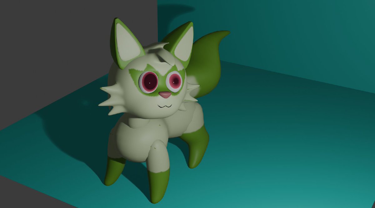 Ziegfrieth's tweet image. This was the result of the silly cat I made on Blender XD
I learned and had fun modeling this sprigatito XD