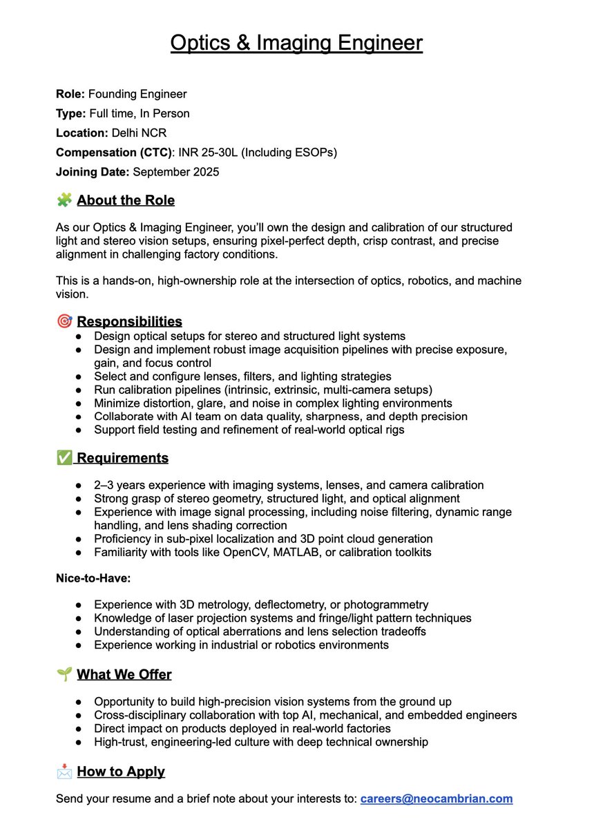 kukreja_abhinav's tweet image. Will double headcount in the next couple months!
If you're cracked at building hardware and want to work at an early stage startup building at the intersection of AI & manufacturing, we should talk!
Next two roles: