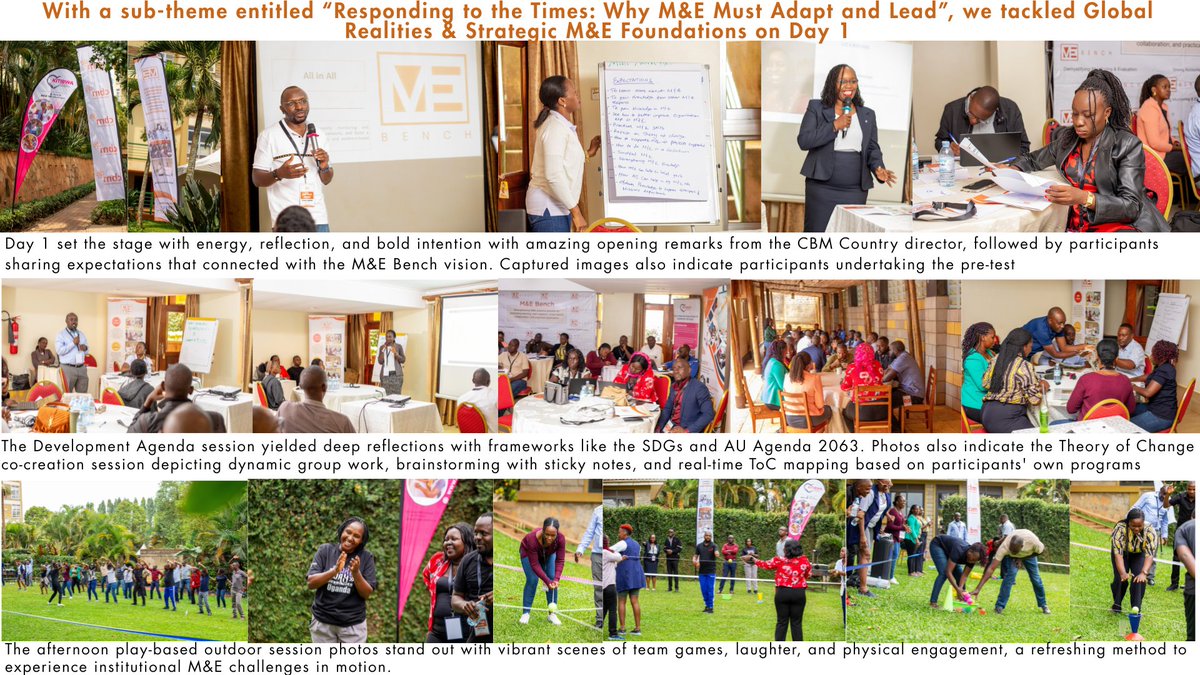 evaluationbench's tweet photo. ICYMI
📍Day 1 at the #MEbench Boot Camp 2025 was about strategy, systems & sticky notes! From development agendas to outdoor M&E games 🏃♀️🎯, we explored why M&E must lead in the era of AI & localization.
📍 Kampala | 🌍 8 Countries | 50+ Participants from 40 Organizations
#MEBootCamp #EvaluationMatters #MEL #EvidenceToAction #ToC #LearningByDoing