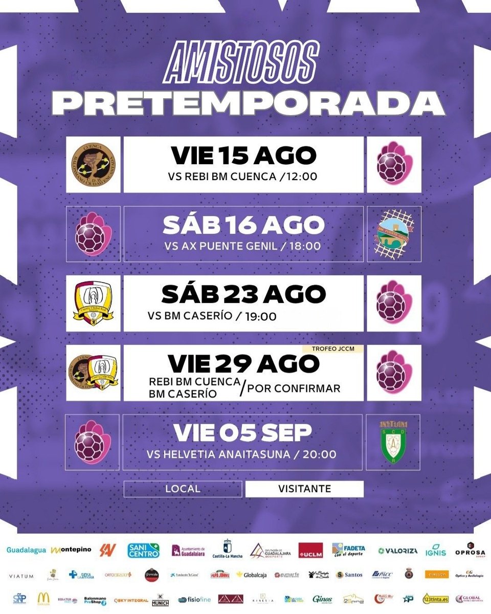 🗓 Esta semana volvemos a los entrenamientos y tenemos listo el calendario de partidos de pretemporada! 💪🏻

👉🏻 Disputaremos dos amistosos en casa, que están incluidos en el abono de la temporada, así que si no te los quieres perder, no olvides conseguir el tuyo antes del 16/8! 😉
