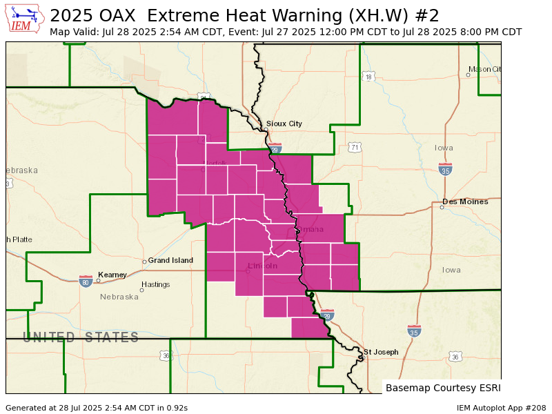 iembot_oax's tweet image. OAX continues Extreme Heat Warning till Jul 28, 8:00 PM CDT mesonet.agron.iastate.edu/vtec/f/2025-O-…
