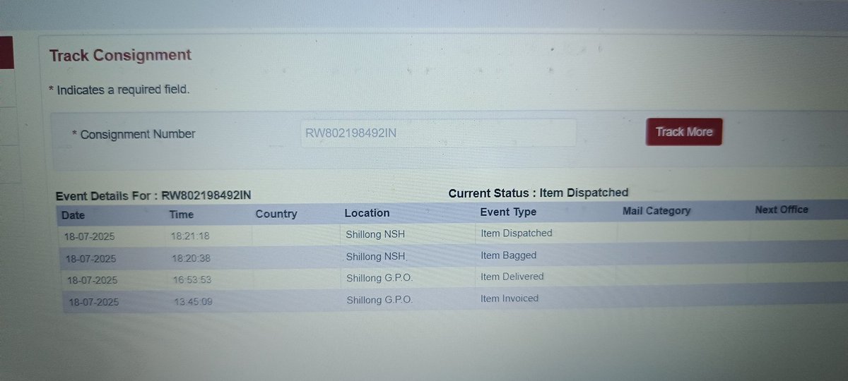 dearajay89's tweet photo. @IndiaPostOffice @AshwiniVaishnaw RW802198492IN CONSIGNMENT not DELIVERED , urgent documents please deliver SHILLONG NSH SENT FROM KOLKATA https://t.co/7SfiKNPGAq