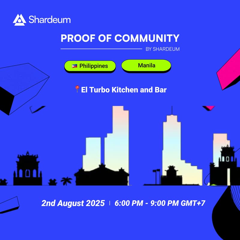 Web3 friends!
Tara sa Shardeum Proof of Community Meetup – Manila Edition! 🇵🇭
📅 August 2, Saturday
🕕 6:00 PM - 9:00 PM
📍 El Tubo Kitchen + Bar, San Juan City
🔗 Register here: lu.ma/k42g0gtp

Kita-kits mga ka-Web3!
#ShardeumPH #CryptoMeetup #ProofOfCommunity #PayFi