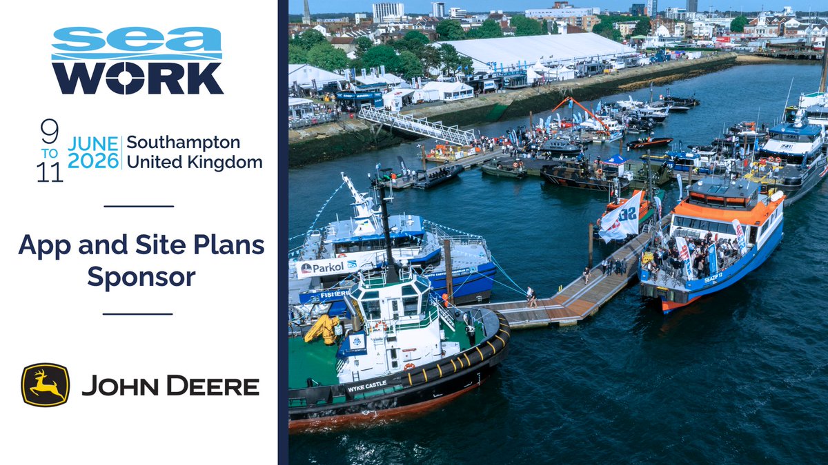 Seawork (@seawork) on Twitter photo John Deere are sponsoring the Seawork app and site plans at #Seawork 2026!
Seawork brings together experts from across the industry to showcase the latest innovations, technology and products.
contact the team today to join us next year -
+44 1329 825 335
sales@seawork.com John Deere are sponsoring the Seawork app and site plans at #Seawork 2026!
Seawork brings together experts from across the industry to showcase the latest innovations, technology and products.
contact the team today to join us next year -
+44 1329 825 335
sales@seawork.com