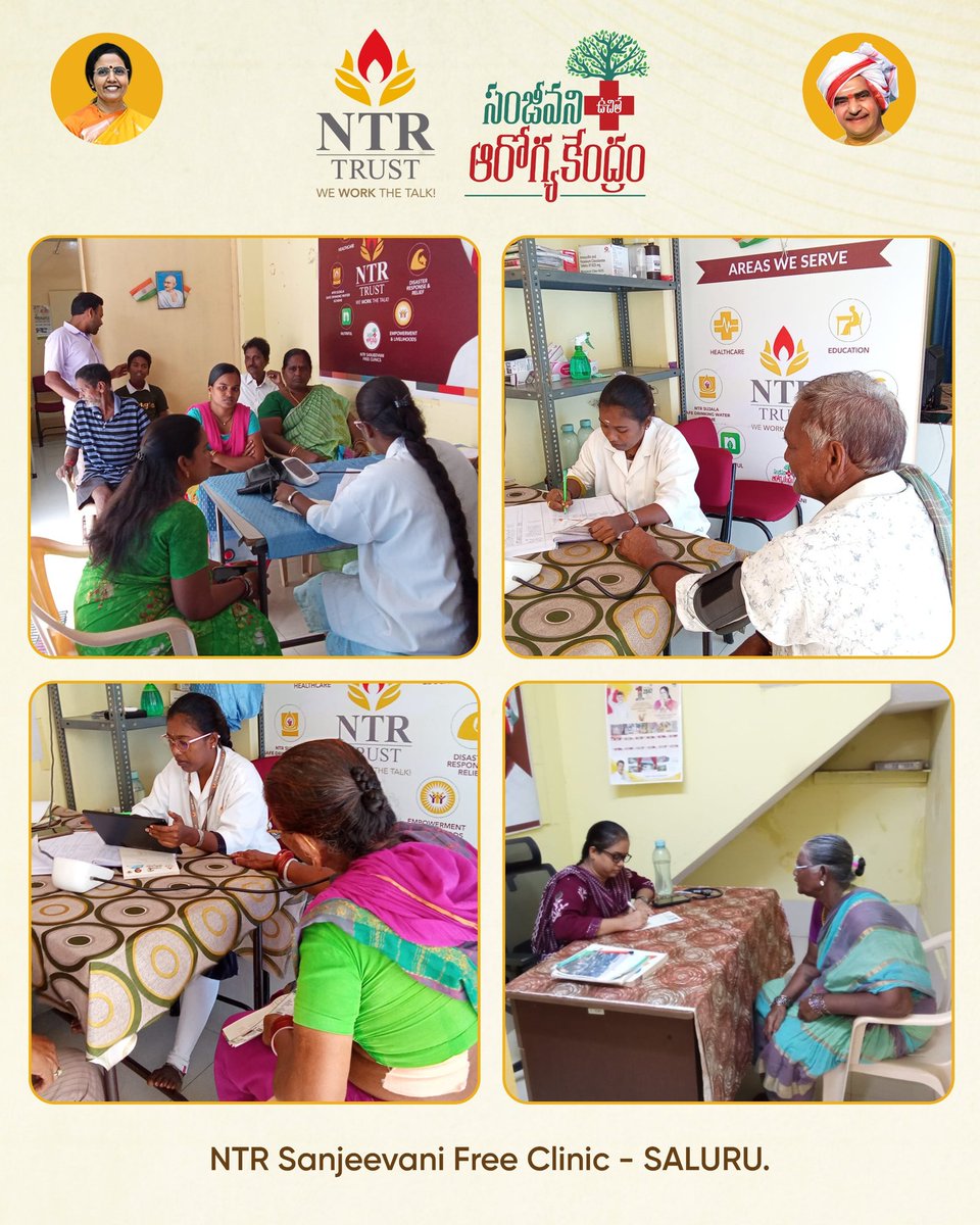 ntrtrust's tweet photo. Compassion meets care at the NTR Sanjeevani Free Clinic - SALURU 🩺
Providing free healthcare access to those who need it most, with dignity and dedication ➕🧑⚕️
A step closer to a healthier tomorrow! ❤️🩹
#NTRTrust #NTRSanjeevani #Saluru https://t.co/OHdkIrjlie