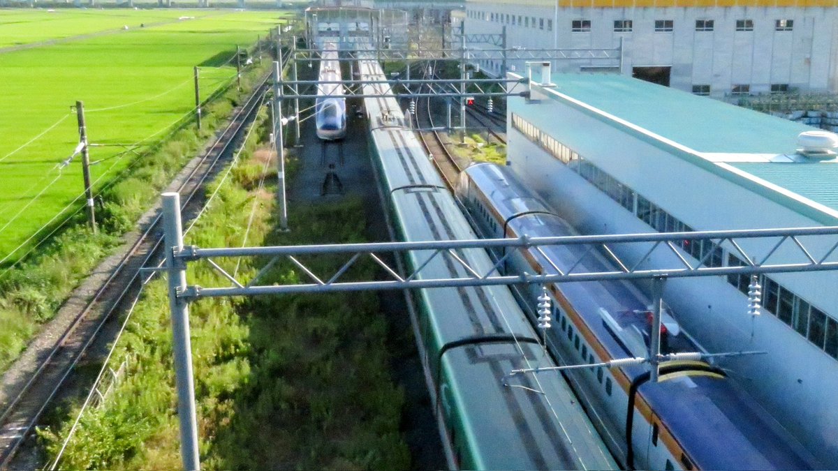 getureigo's tweet image. E8系11編成～13編成が揃い踏み
(13は車庫内)
