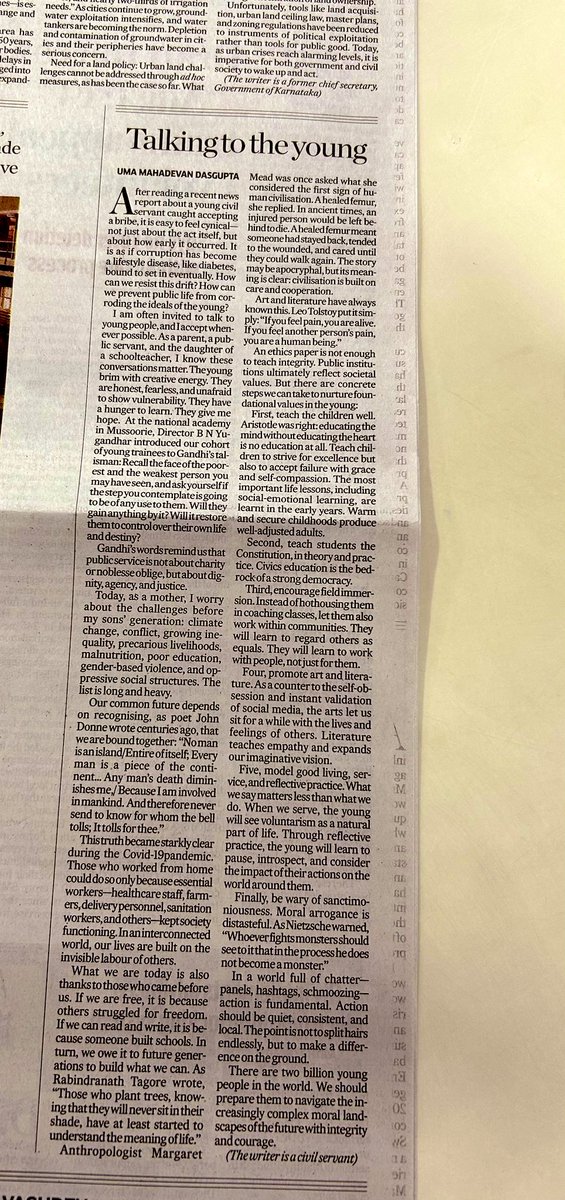 I wrote about the importance of talking to the young.