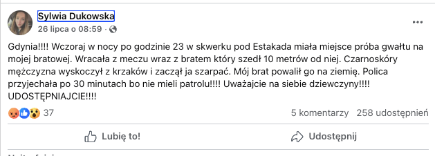 Policja uważa, że próby gwałtu nie było, tylko naruszenie nietykalności cielesnej.

Tuszowanko jak z pakistańskimi gangami pedofilów w UK.