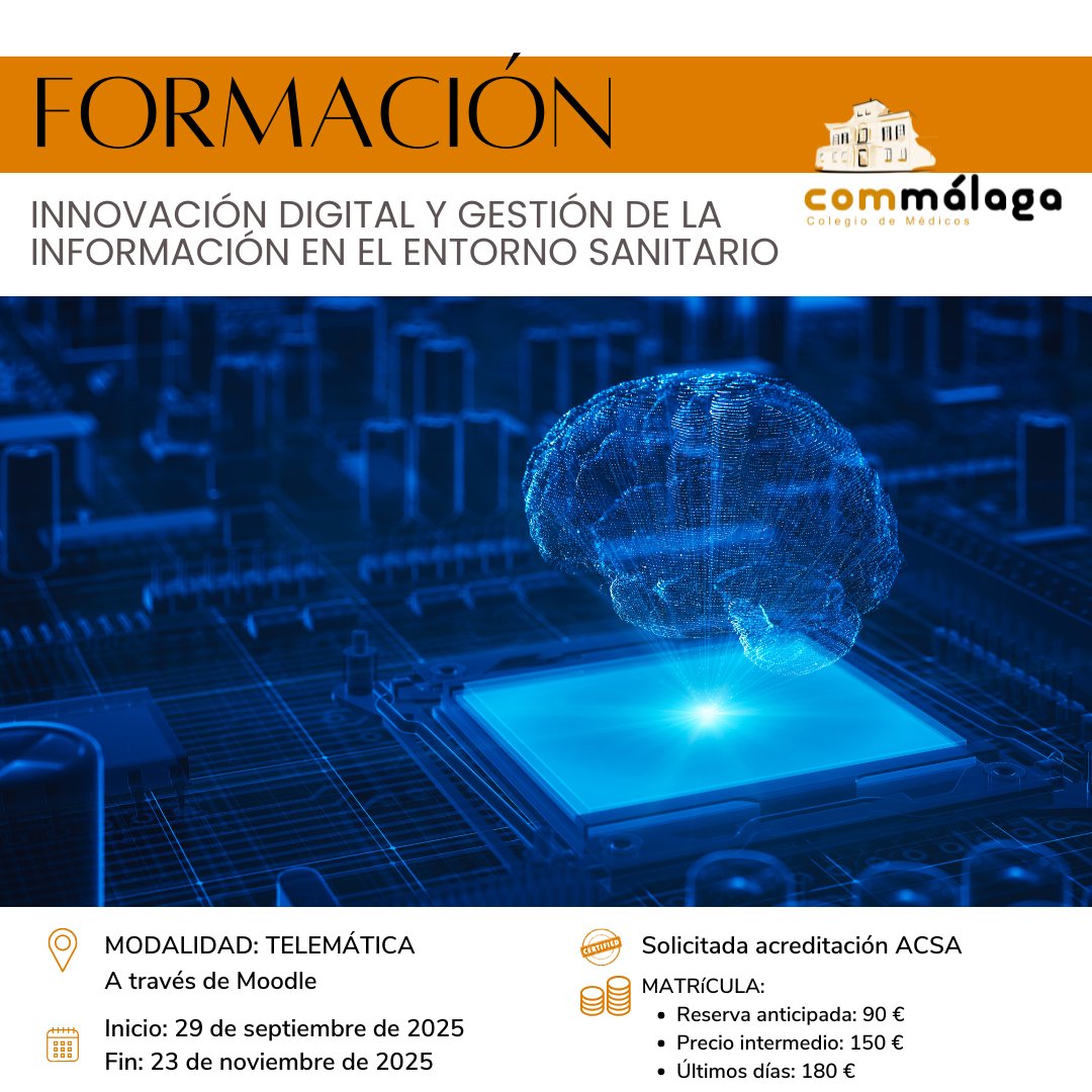 👋 Innovación Digital y Gestión de la Información en el Entorno Sanitario

👀 Commálaga Health Hub organiza este nuevo curso online en la plataforma moodle del Commálaga con acreditación solicitada a <a href="/calidadACSA/">Agencia de Calidad Sanitaria de Andalucía</a> 

👍 Descuento del 50% en la matrícula hasta el 15 de agosto