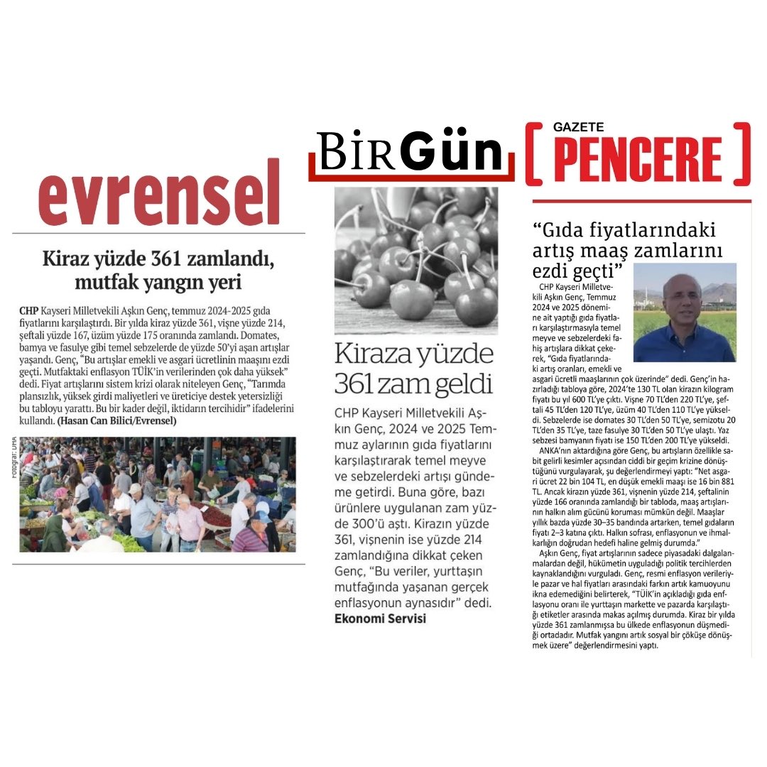 gencaskn's tweet image. ❗️Nisan ayında yaşanan zirai don, üreticiyi vurdu, tüketiciyi zamla baş başa bıraktı.
❗️Ama iktidar ne üreticiye sahip çıktı, ne yurttaşa…
❗️Bedeli yine pazarda ödendi.
🗞️@evrenselgzt 🗞️@BirGun_Gazetesi 🗞️@gazetepencere