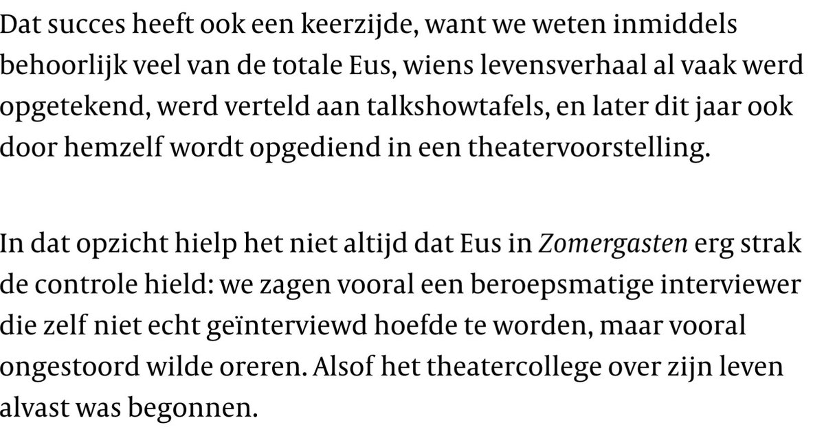 MiesBee's tweet image. Alex Mazereeuw in VK haalt uit. ‘Hoelang kan een outsider zich outsider blijven noemen? Eus liet iig geen mogelijkheid onbenut om te benadrukken dat hij afkomstig is uit de sociale onderklasse’ #zomergasten
volkskrant.nl/cultuur-media/…