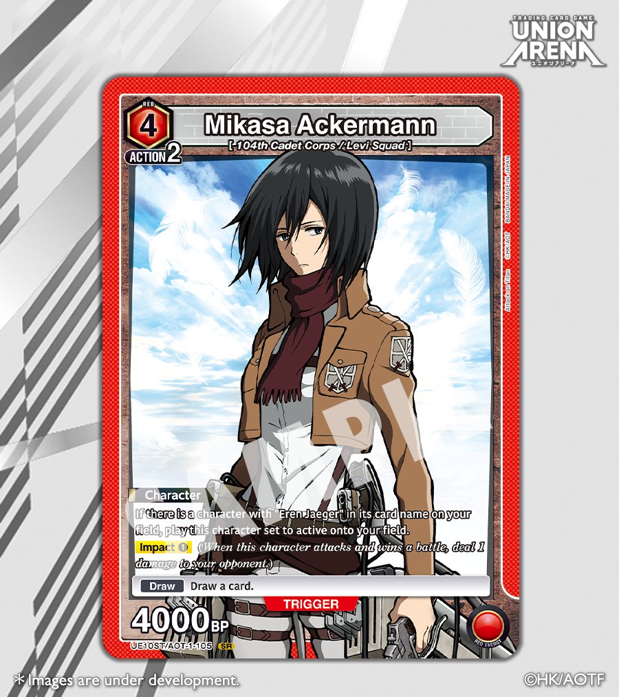 UA_EN_TCG's tweet image. [Card Reveals]
Check out this card in the Attack on Titan [UE10ST] Starter Deck, coming Aug. 29! 👀

➡️ Mikasa Ackermann - SR

Product details here! 👇
unionarena-tcg.com/na/products/de…

#UNIONARENA_EN
#AttackOnTitan