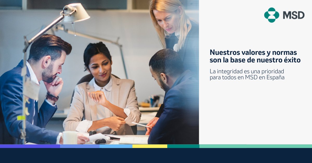 En MSD España, trabajamos con valores claros: integridad, cumplimiento, privacidad, diversidad e inclusión. Creemos que así construimos confianza y un futuro más saludable para todos. Estos son nuestros compromisos, día a día. 
Más información en bit.ly/4lOooSQ
