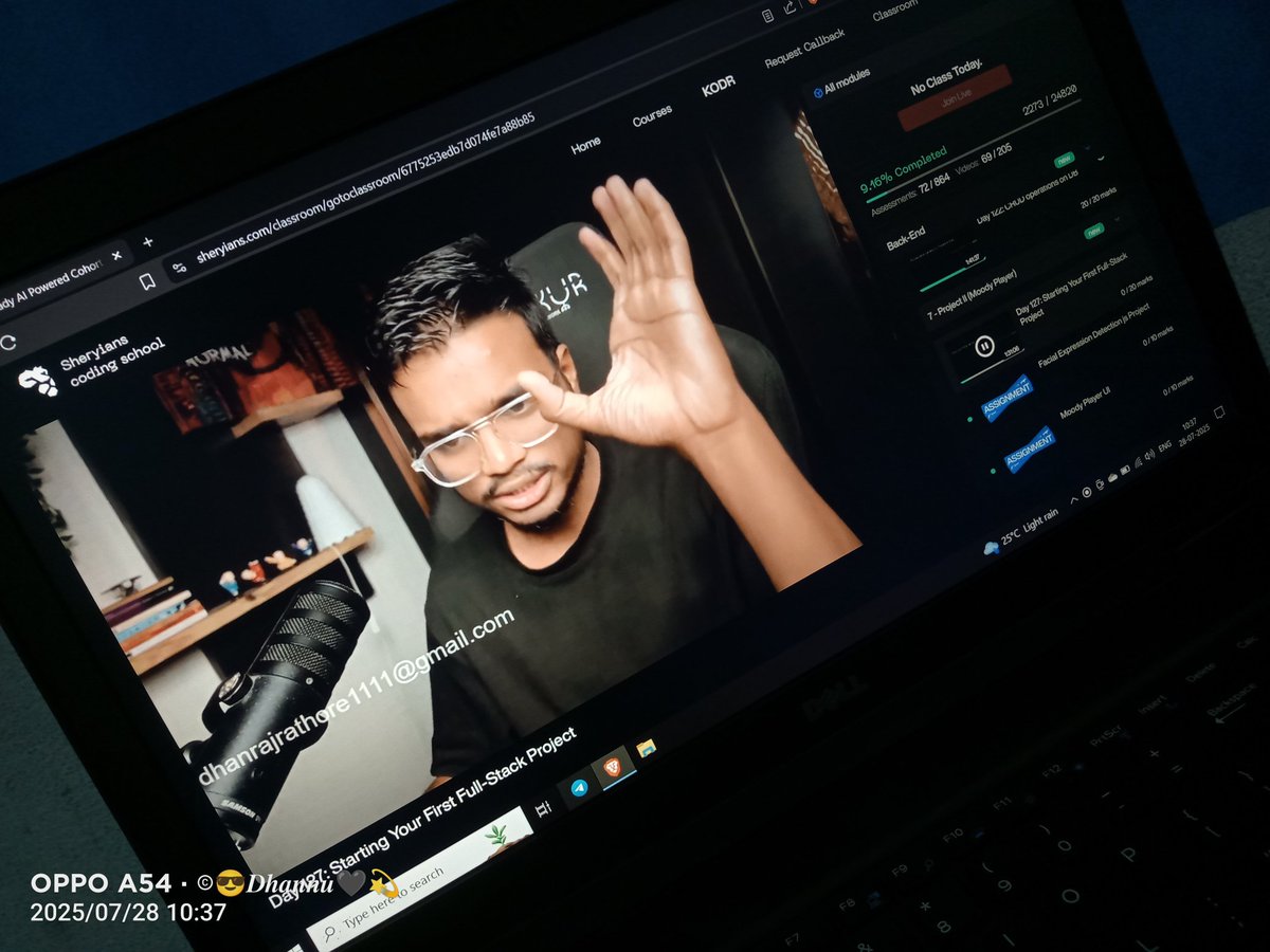 Dhanraj09182120's tweet image. 🚀 Starting a New Project in Sheryians Job Ready Cohort
Moddy Player – an music player that reads your facial reactions using Face API.js! And send songs according your mood
Today, I begin implementing the Face Reaction Reader – it will detect your mood 🧠
#Sheryians #FaceAPI