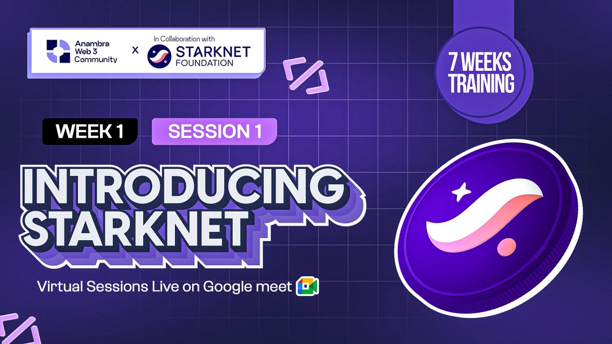 Anambra Web3 Conference (@anambraweb3conf) on Twitter photo 🌟 HAPPY MONDAY! IT’S FINALLY HERE! 🌟
Hey everyone!
Just a quick reminder that our Anambra Web3 Bootcamp in collaboration with <a href="/StarknetFndn/">Starknet Foundation</a> kicks off TONIGHT by 8:00 PM (WAT) with the Introductory Class 💥
This is the first and most important session we’ll be walking you 🌟 HAPPY MONDAY! IT’S FINALLY HERE! 🌟
Hey everyone!
Just a quick reminder that our Anambra Web3 Bootcamp in collaboration with <a href="/StarknetFndn/">Starknet Foundation</a> kicks off TONIGHT by 8:00 PM (WAT) with the Introductory Class 💥
This is the first and most important session we’ll be walking you