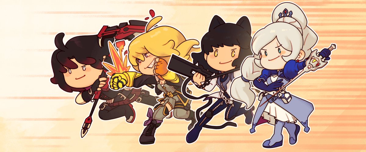 crazyknight20's tweet image. team RWBY #rwby #weiss #ruby #blake #yang #RubyRose #weissschnee #yangxiaolong #BlakeBelladonna #chibi