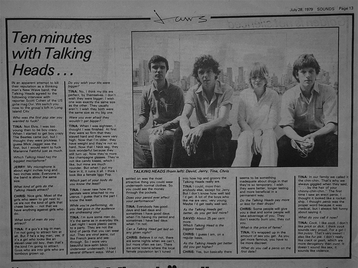 Jaws in Sounds 28th, July 1979 featuring Talking Heads.
<a href="/TalkingHeadsNet/">Talking Heads Net</a>