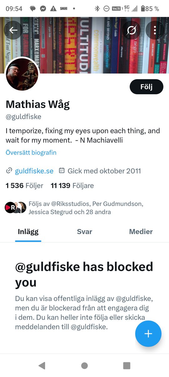makeSWESWEagain's tweet image. RE: Blockering

Jag kan förstå att folk som beter sig otillbörligt här på X blir blockade, särskilt om man häver ur sig invektiv av olika slag.
Men när vänsterblivna blockar en bara för man påpekar att de sprider  propaganda...

#guldfiske #åsiktskorridor #ynkrygg #vänsterbliven