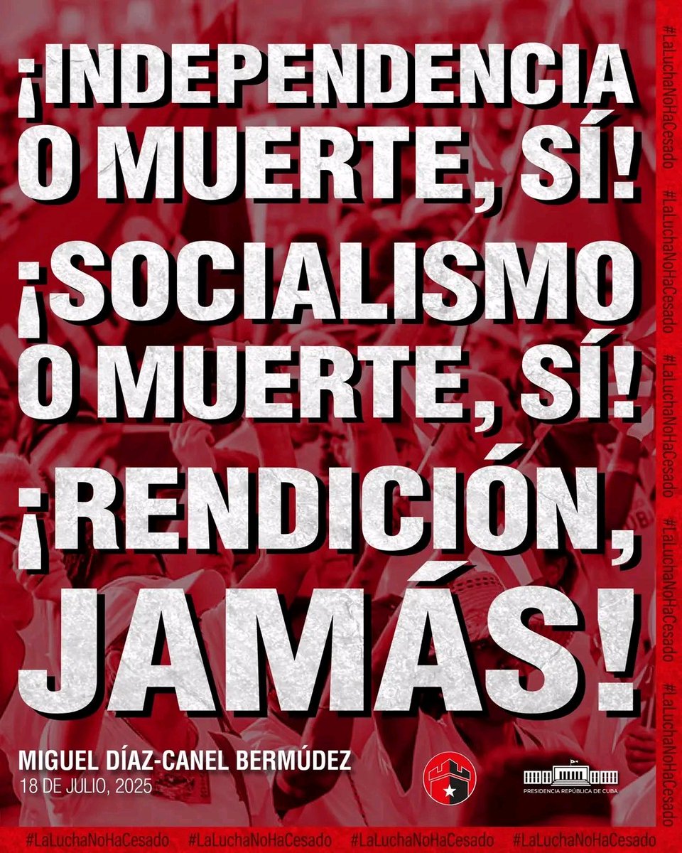 toscsano67159's tweet image. «Esta Revolución es una lucha constante contra el odio: es la más apasionada en defensa de la libertad, el amor y la felicidad. ¡Eso también fue el Moncada!»
Miguel Díaz-Canel Bermúdez 
#CubaEstáFirme 
#CubaVencerá 
#CubaCoopera 
@DiazCanelB 
@BrunoRguezP 
@AsambleaCuba