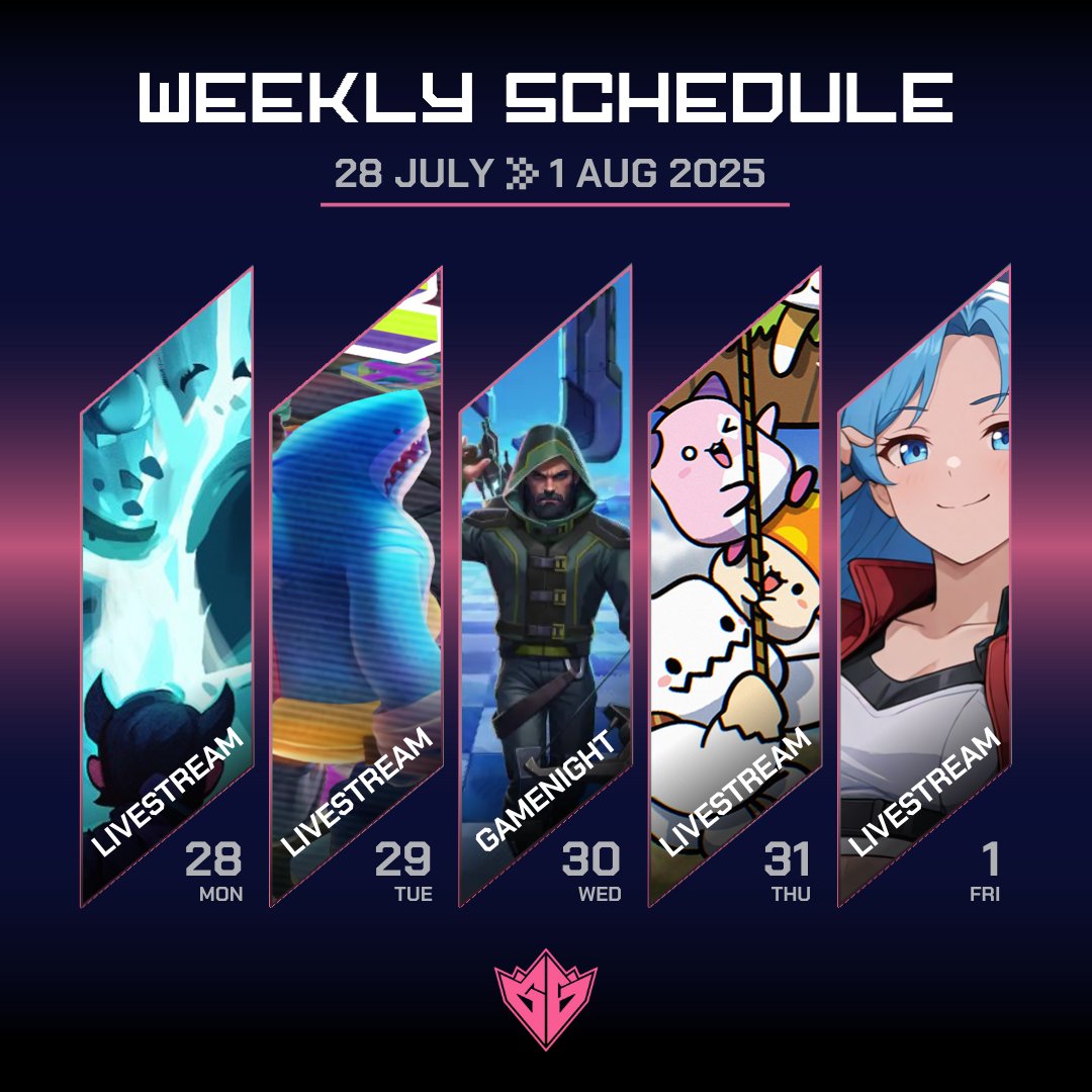 GamingGridx's tweet image. 🎱 Game with GG: July 28 - August 1

Join us as we wrap up the month with nonstop action and epic gameplays.🎮

Featuring: @SpekterAgency, @PartyIconsOGX, @project_o_gg, @playvariance and @MaplestoryU.

Check out our weekly gaming schedule ⤵️