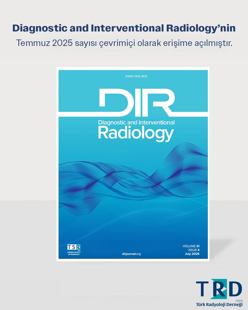 Diagnostic and Interventional Radiology – Temmuz 2025 Sayısı Yayında

DIR dergisinin Temmuz 2025 sayısı çevrimiçi erişime açılmıştır.
Güncel bilimsel içeriklere ulaşmak için:
🔗 dirjournal.org