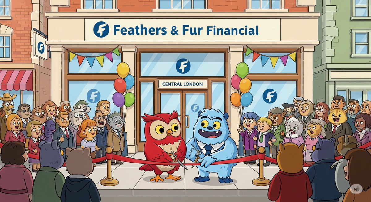 Here are a few shorter options for Twitter (now X):

Big news! 🥳 Feather &amp; Fur Financial is opening a new branch, bringing our friendly, furry &amp; feathery customer service closer to you! Want to meet our amazing team? Visit us today!