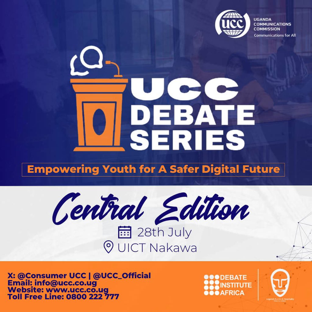 ConsumerUCC's tweet image. Today, the heat wave shifts to the capital of the Pearl of Africa.
The UCC Debate Series Central Region Qualifier is happening today at UICT, Nakawa!
The schools lineup is amazing, and we can't wait to hear their thoughts!
#ASaferDigitalFuture @UCC_Official @UCC_ED @UgCERT…