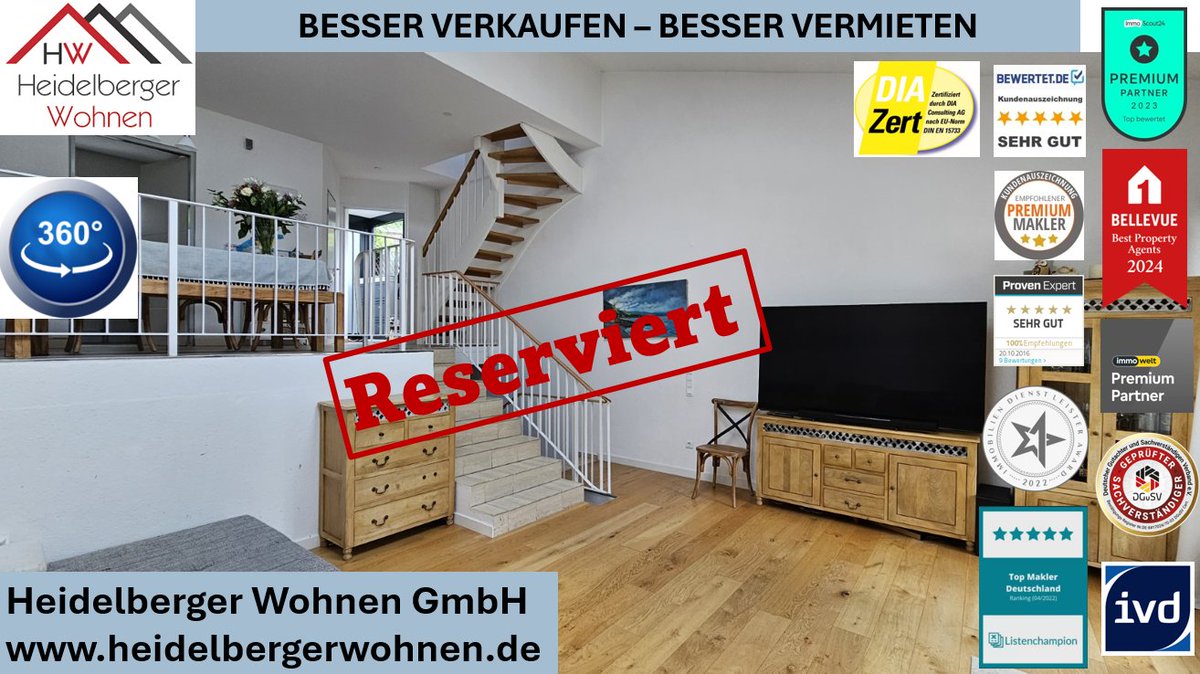 Reserviert: "Saniertes tolles 5 Zimmer Reihenmittelhaus mit traumhafter Aussicht zu verkaufen"

➡ Baujahr: 1980
➡ Wohnfläche: ca. 140 m²
➡ 5 Zimmer
✅ 2 Badezimmer
✅ Terrasse
Preis: 539.000,-
Provision: 2,975% inkl. Mwst vom Kaufpreis, fällig 7 Tage nach Notartermin.