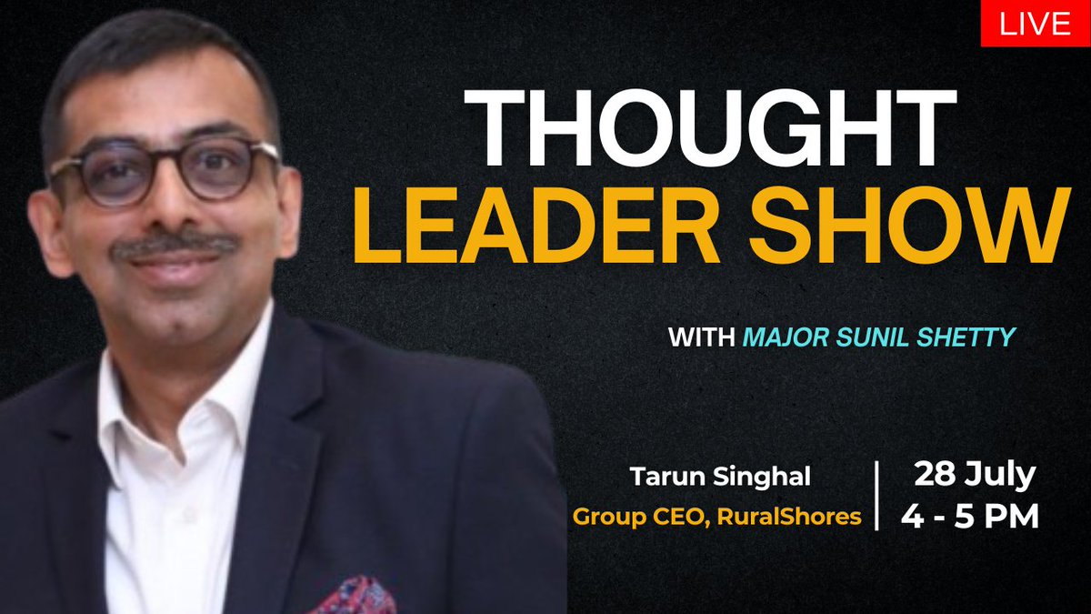 MyStartup TV (@mystartuptvin) on Twitter photo Rural talent is India’s untapped superpower!
Watch Tarun Singhal, CEO of <a href="/RuralShores/">RuralShores</a>, in conversation with Major Sunil Shetty on The Thought Leadership Show.
Topic: Inclusive Innovation & Rural Startups
Link: youtube.com/live/nDtn28cc8…
#ThoughtLeadership #RuralShores Rural talent is India’s untapped superpower!
Watch Tarun Singhal, CEO of <a href="/RuralShores/">RuralShores</a>, in conversation with Major Sunil Shetty on The Thought Leadership Show.
Topic: Inclusive Innovation & Rural Startups
Link: youtube.com/live/nDtn28cc8…
#ThoughtLeadership #RuralShores