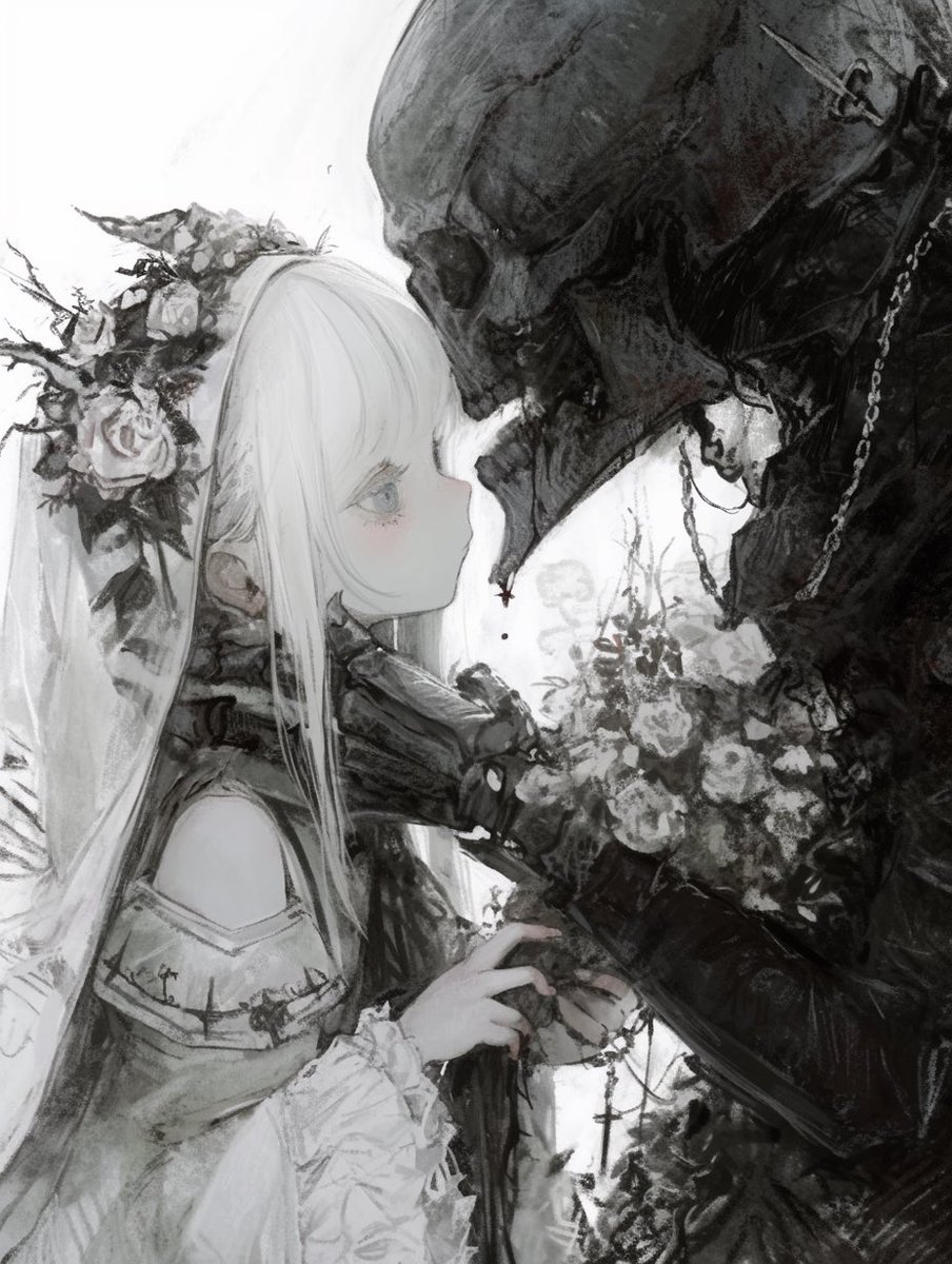 muriko22's tweet image. ☨❤髑髏紳士と毒吐き聖女☨❤

毒草でも食って成仏するがいいですわ†❤︎
ところで…墓にはなんて書けばいい？
 #AIイラスト