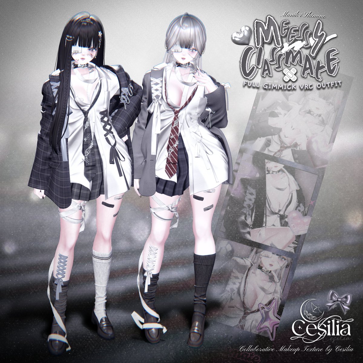 r_K_r_KK's tweet image. 【VRC】ギミック搭載衣装
👔「𝑴𝒆𝒔𝒔𝒚 𝑪𝒍𝒂𝒔𝒔𝒎𝒂𝒕𝒆」👔
【𝑆ℎ𝑖𝑛𝑟𝑎 / 𝑀𝑎𝑛𝑢𝑘𝑎 / 𝑆ℎ𝑖𝑛𝑎𝑛𝑜 / 𝑀𝑖𝑙𝑙𝑡𝑖𝑛𝑎】
コラボと新作発売予定のお知らせです
🗓販売予定：7月31日16:00

今回は着崩しをテーマにした制服衣装！…