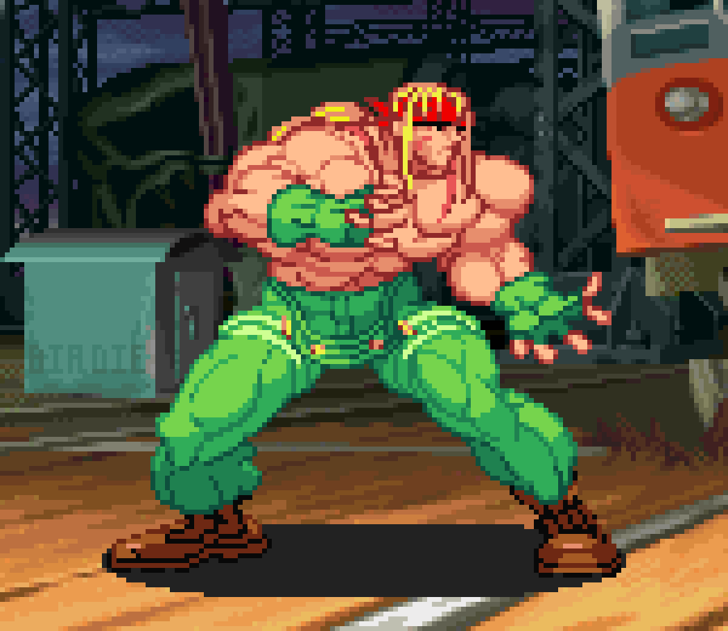 Alex from Street Fighter 3 in the Street Fighter Alpha CPS2 style