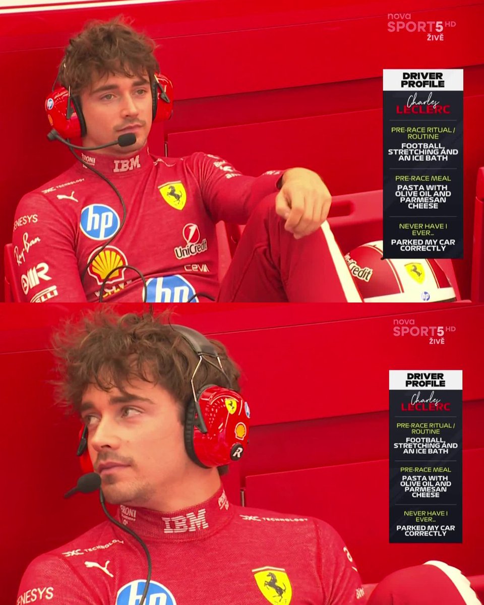 Ahoj, jsem Charles, mám rád fotbal, koupel v ledu, těstoviny a moc mi nejde parkování. 😆🅿️

#NovaSport | #F1 | #BelgianGP