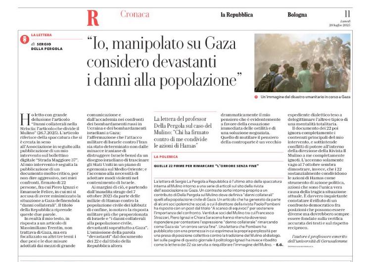 Mario Ricciardi (@marioricciard18) on Twitter photo Oggi su <a href="/repubblica/">Repubblica</a> Bologna c'è una replica di Sergio Della Pergola che accusa me e gli altri estensori dell'intervento su <a href="/rivistailmulino/">Rivista il Mulino</a> che lo criticava di essere sostenitori di Hamas. Oggi su <a href="/repubblica/">Repubblica</a> Bologna c'è una replica di Sergio Della Pergola che accusa me e gli altri estensori dell'intervento su <a href="/rivistailmulino/">Rivista il Mulino</a> che lo criticava di essere sostenitori di Hamas.