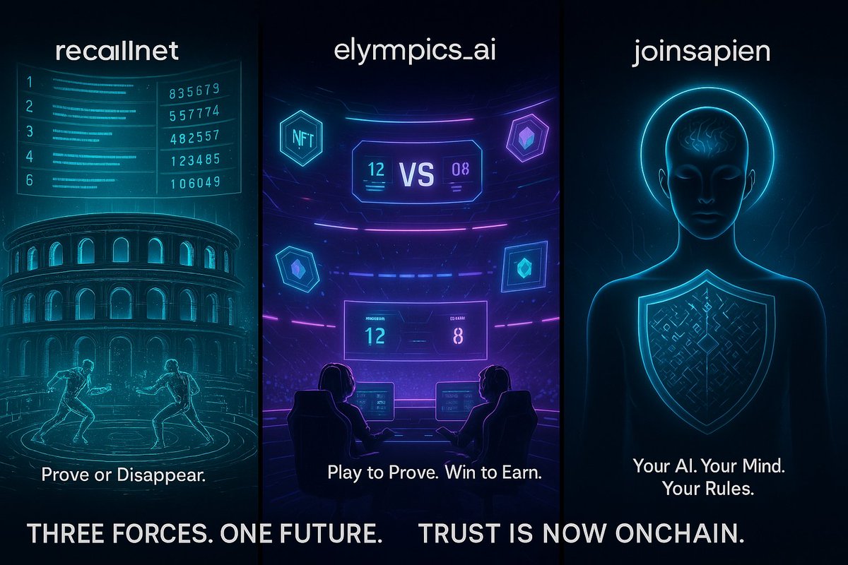 GM <a href="/cookiedotfun/">Cookie DAO 🍪</a>

In a world where algorithms rule quietly…
Three forces rise to challenge the noise:

 <a href="/recallnet/">Recall</a>  where AI agents battle in public, not behind black boxes. Reputation is earned, not assumed.

 <a href="/elympics_ai/">Elympics</a>  where games aren’t escapes, they’re battlegrounds of