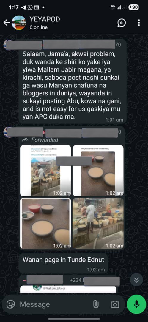 Mallam_jabeer's tweet image. LEAKED: Chats from the APC WhatsApp group about my recent post on the issue of water in Yauri local government area of Kebbi state.

“There’s a serious problem, anybody that’s in good term or knows Mallam Jabir should kindly call him and talk to him because his posts are going…