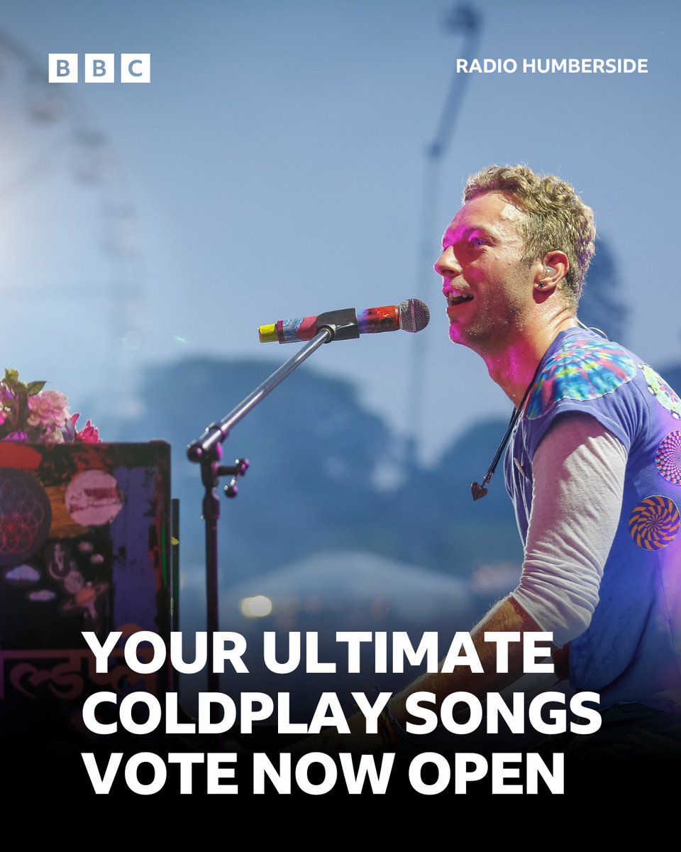 RadioHumberside's tweet image. Ahead of the Coldplay gigs in Hull we鈥檙e asking you to pick your ultimate Coldplay songs.
Head to bbc.in/456eK6V to pick your five favourites.
Voting closes on Sunday 3rd August at 4pm and we鈥檒l reveal the results from Monday 11th August.