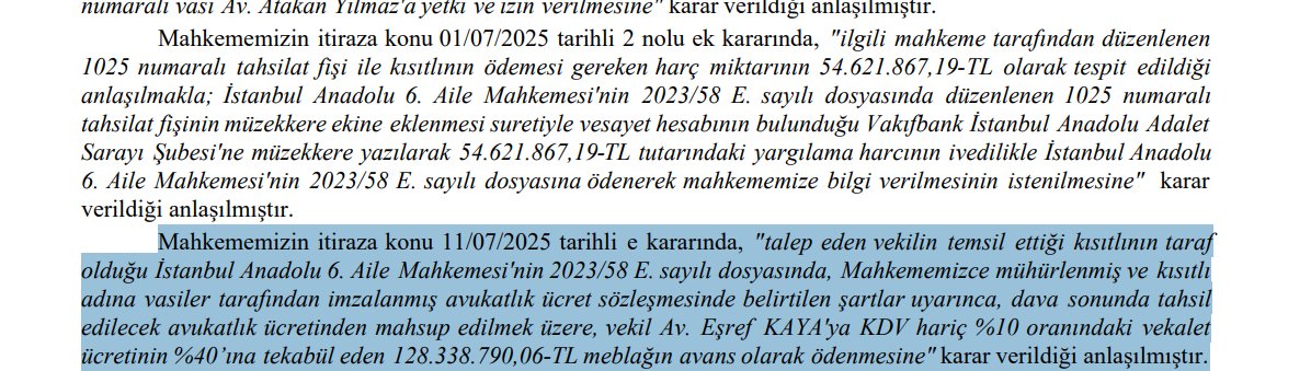 📍İnan Kıraç dosyasına vasilerin atadığı avukata verilmesi kararlaştırılan 128 milyonun belgesini paylaşıyorum. Avukatlar açlıktan ölürken adliyede dönen çarkla kimler nasıl zenginleşiyor bilinsin istiyorum. Yaşlanınca başımıza neler gelebileceğini anlayın istiyorum. "Dosyaları