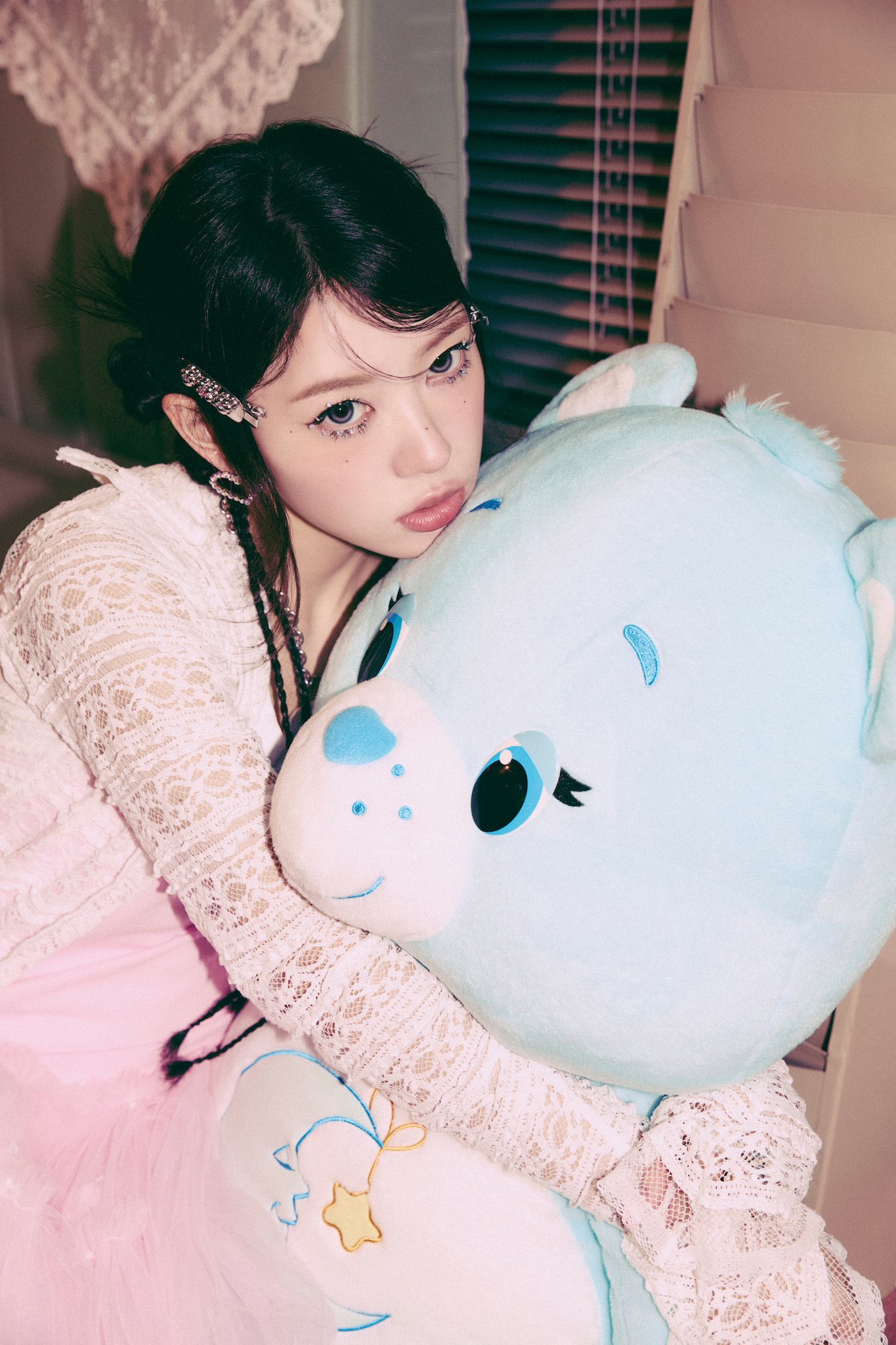 ILLIT ケアベア CareBears ぬいぐるみ モカ ILLIT限定ケアベア コラボ モカ キーホルダーとぬいぐるみセット 顔が