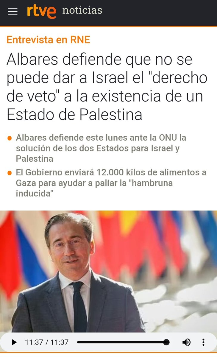 eliaslevyb's tweet image. No se trata de &quot;derechos de veto&quot;... se trata de una realidad: Sin Israel no puedes crear un Estado palestino. O sí, pero sería virtual. Así que más le vale a Albares empezar a hablar con Israel si es que quiere ser constructivo.