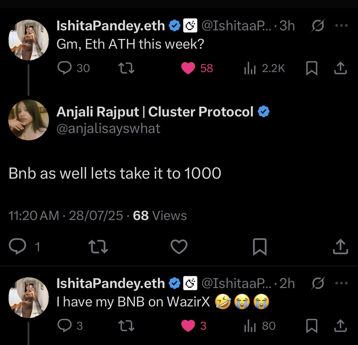 Neelamchowdary's tweet image. No bull run for @IshitaaPandey 🤣