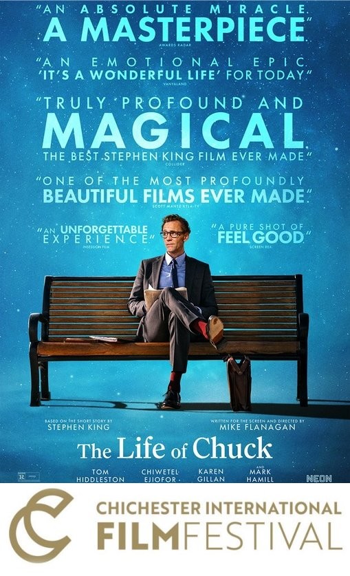 Our second film, in our collaboration with the Chichester International Film Festival, will see #TheLifeOfChuck shown at the Windmill Cinema.  Starring Tom Hiddlestone, Chiwetel Ejiofor, Karen Gillan, and Mark Hamill.  windmillcinema.co.uk 

Screening time:
Mon 18-Aug - 7:30pm