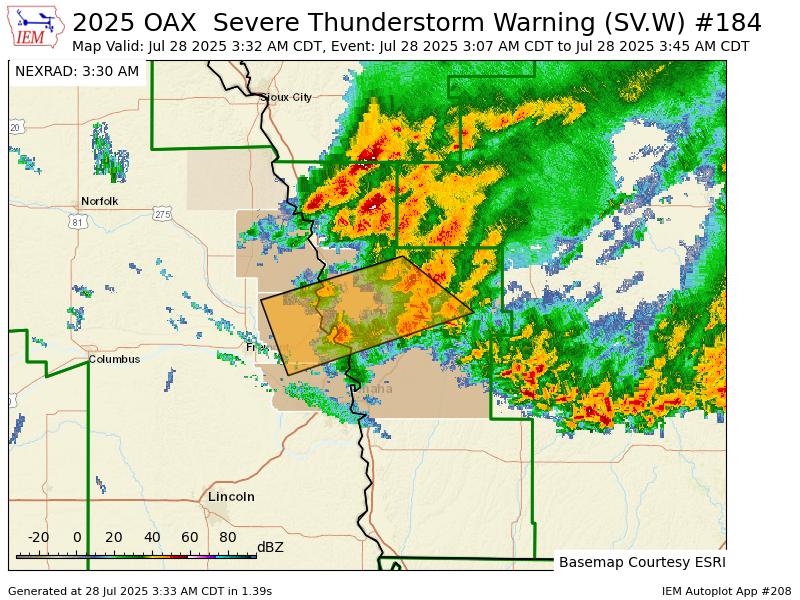 iembot_oax's tweet image. OAX continues Severe Thunderstorm Warning [damage threat: CONSIDERABLE, wind: 70 MPH (OBSERVED), hail: 0.75 IN (RADAR INDICATED)] for Harrison, Pottawattamie, Shelby [IA] and Burt, Douglas, Washington [NE] till 3:45 AM CDT mesonet.agron.iastate.edu/vtec/f/2025-O-…