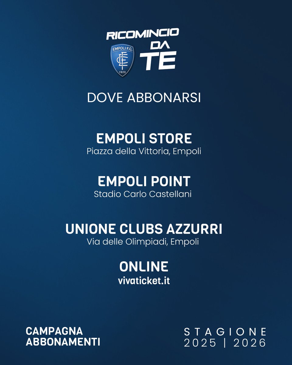 EmpoliFC's tweet image. ๐๏ธ ๐๐ข๐๐จ๐ฆ๐ข๐ง๐๐ข๐จ ๐๐ ๐ญ๐, ๐๐ฎ๐ ๐ ๐ข๐จ๐ซ๐ง๐ข ๐ฉ๐๐ซ ๐๐๐ฆ๐๐ข๐๐ซ๐ ๐ฉ๐จ๐ฌ๐ญ๐จ!
Dalle ore 16.00 di oggi e per tutta la giornata di domani, i vecchi abbonati potranno cambiare settore e posto.
Per tutte le info vai sul nostro sito!
โก empolifc.it/abbonamenti