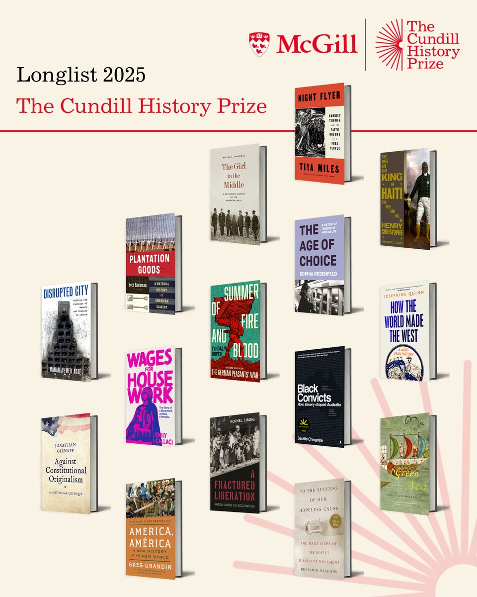 CundillPrize's tweet image. We're excited to announce the exceptional 15 titles chosen for the 2025 #CundillHistoryPrize longlist! ✨

Read the full list here: cundillprize.com/news/the-2025-…

Over the next month we will be spotlighting each title on social media. The shortlist will be announced in early September.
